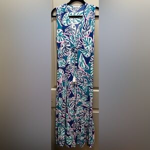 Blue Island Size L Botanical Maxi Dress EUC